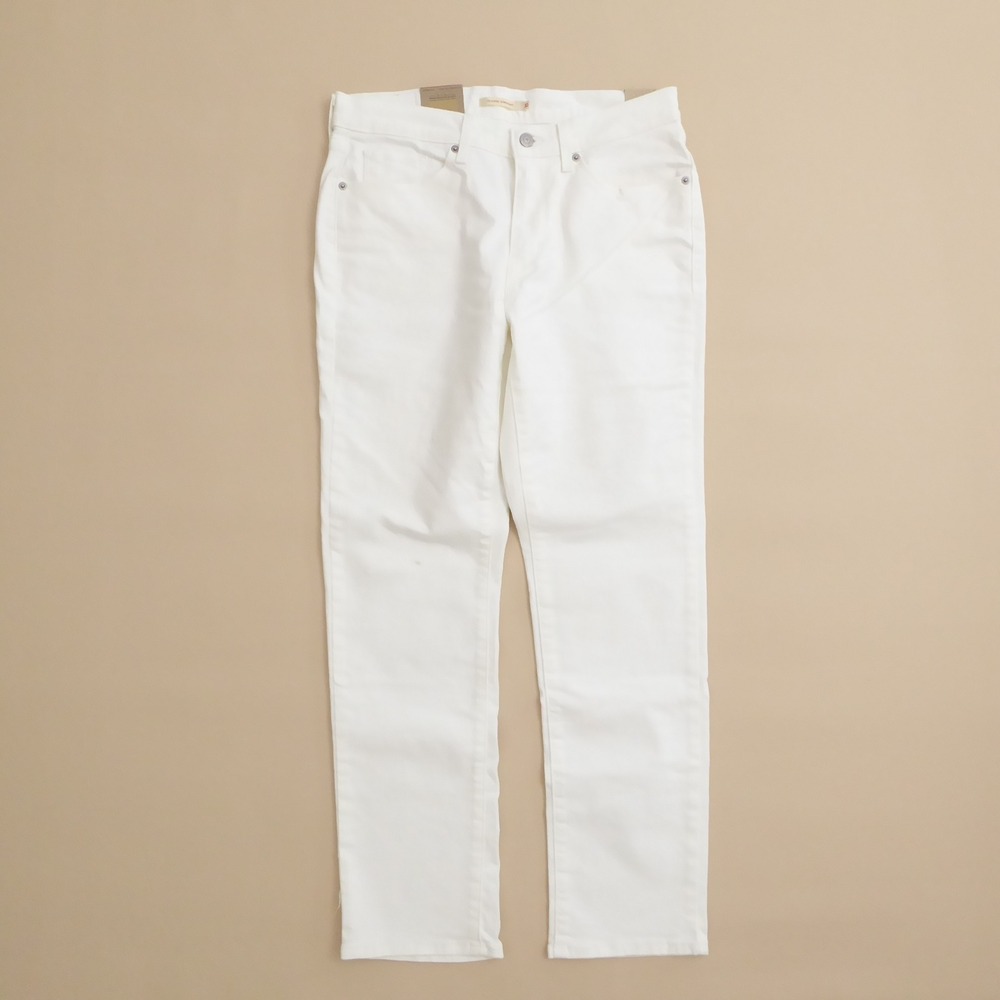 Levi Womens Classic Straight Mid Rise White Stellar Stretch Jeans Size 10M
